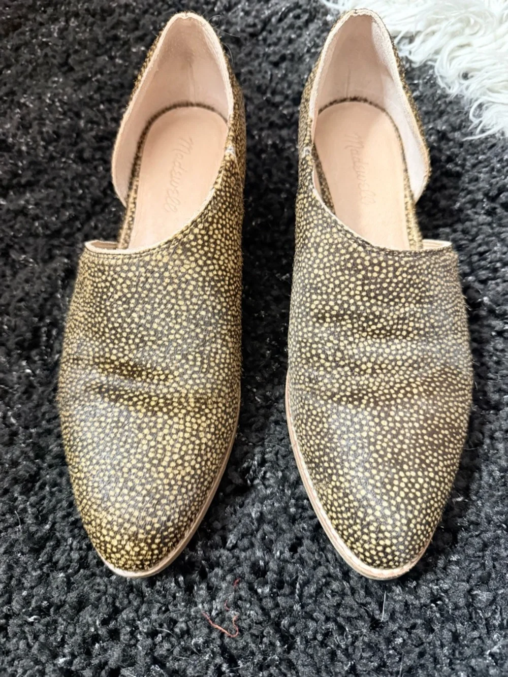 Madewell Size 9 Genuine Calf Hair Loafer Booties Animal Print Block Heel - Picture 6 of 12